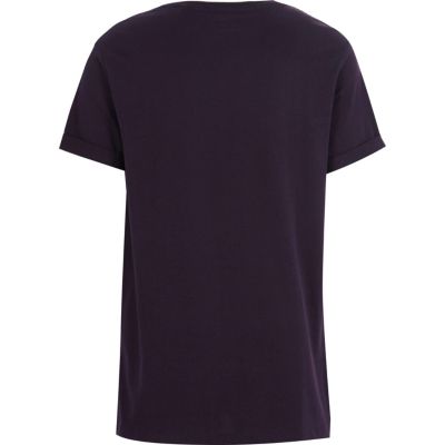 Boys purple ribbed panel t-shirt